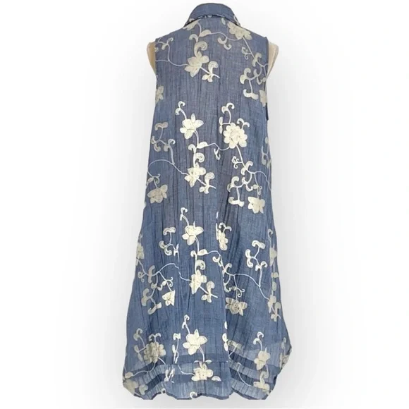 Anthropologie Isabella Sinclair Tillie gauzy chambray embroidered smalll dress - Picture 2 of 8